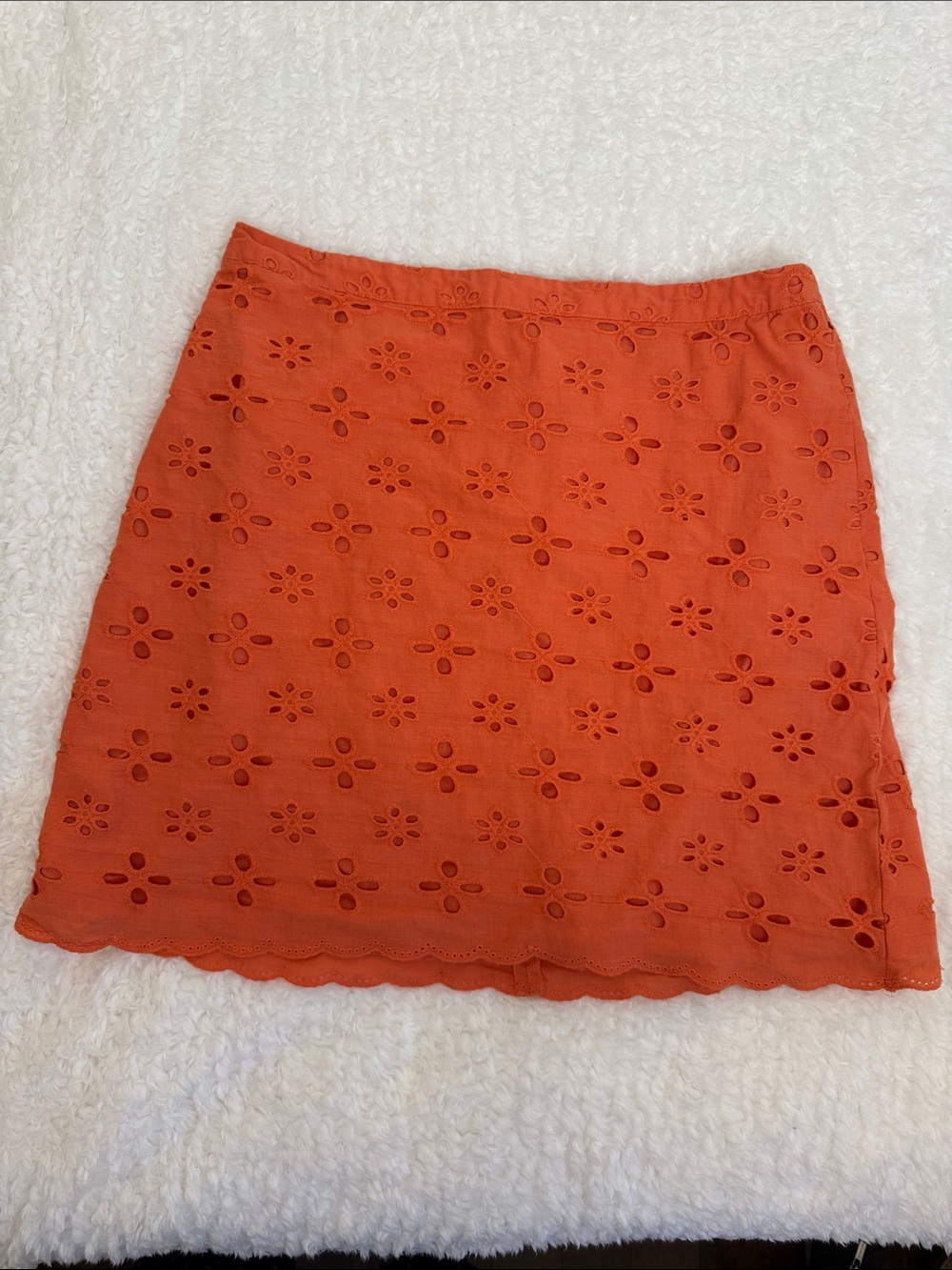 LOFT Eyelet Mini Skirt in Vibrant Orange